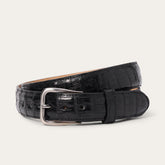 Men Belts | Stetson Caiman Western Tab Belt - 1 1/4" Width Black Classic