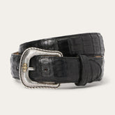 Men Belts | Stetson Caiman Western Tab Belt Black Classic