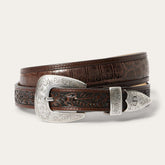 Men Belts | Stetson Croco Print Tooled Tapered Belt Brown/cognac
