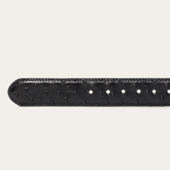 Men Belts | Stetson Ostrich Western Tab Belt - 1 1/4" Width Black Cowboy Classic