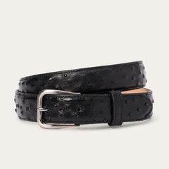 Men Belts | Stetson Ostrich Western Tab Belt - 1 1/4" Width Black Cowboy Classic