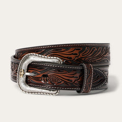 Men Belts | Stetson Tooled Belt Dark Brown