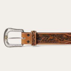 Men Belts | Stetson Tooled Tab Belt Cognac