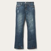 Men Boot Cut | Stetson 1014 Fit Destructed Dark Wash Jeans Blue