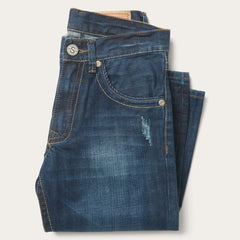 Men Boot Cut | Stetson 1312 Fit Jeans With Back Pocket Detail Blue