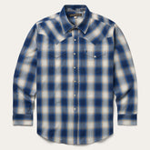 Men Classic Cut | Stetson Blue Ombre Plaid Western Shirt Blue