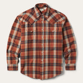 Men Classic Cut | Stetson Brushed Twill Plaid Shirt Orange