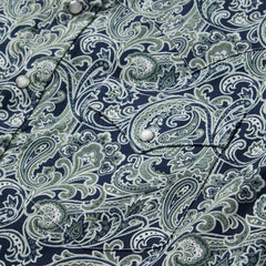 Men Classic Cut | Stetson Greenspring Paisley Print Western Shirt Blue