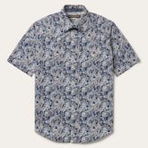 Men Classic Cut | Stetson Greenspring Paisley Short Sleeve Western Shirt Blue