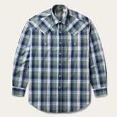 Men Classic Cut | Stetson Lucky Diamond Plaid Western Shirt Green