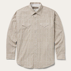 Men Classic Cut | Stetson Medallion Print Western Shirt Brown