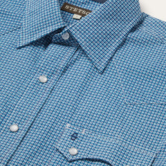 Men Classic Cut | Stetson Micro Print Western Shirt Blue