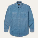 Men Classic Cut | Stetson Micro Print Western Shirt Blue