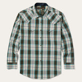 Men Classic Cut | Stetson Olive Ombre Plaid Western Shirt Green