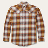 Men Classic Cut | Stetson Rust Plaid Flannel Western Shirt Brown