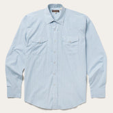 Men Classic Cut | Stetson Two Stripe Check Western Shirt Blue