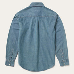 Men Denim Shirts | Stetson Chambray Denim Shirt Blue