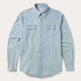 Men Denim Shirts | Stetson Light Blue Denim Western Shirt Blue