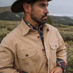 Men Jackets | Stetson Camel Stretch Canvas Shirt Jacket Brown