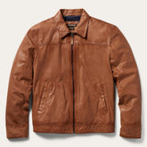 Men Jackets | Stetson Zip-Front Lightweight Leather Jacket Brown