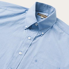 Men Modern Cut | Stetson Blue Solid One-Pocket Snap-Front Shirt Blue