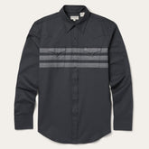 Men Modern Cut | Stetson Border Stripe Twill Western Shirt Black