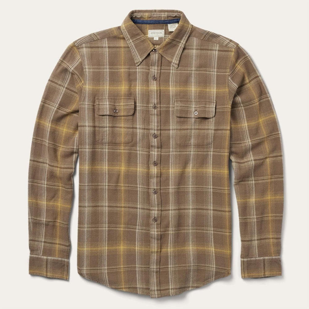 Men Modern Cut | Stetson Brown Flannel Button-Front Shirt Brown