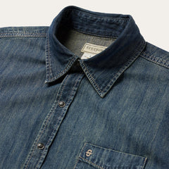 Men Modern Cut | Stetson Dark Denim Western Shirt Blue
