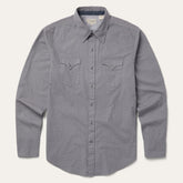 Men Modern Cut | Stetson Diamond Print Western Shirt Grey