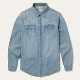 Men Modern Cut | Stetson Long-Sleeved Denim Shirt Blue