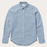 Men Modern Cut | Stetson Modern Snap Front Shirt In Mini Check Blue