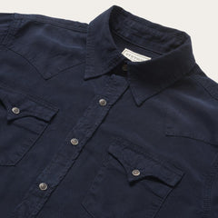 Men Modern Cut | Stetson Navy Twill Shirt Blue