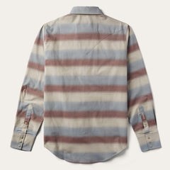 Men Modern Cut | Stetson Ombre Stripe Twill Shirt Wine