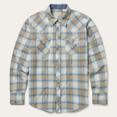 Men Modern Cut | Stetson Sand Plaid Dobby Western Shirt Brown