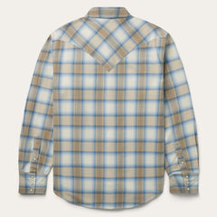 Men Modern Cut | Stetson Sand Plaid Dobby Western Shirt Brown