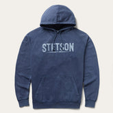 Men Sweaters & Hoodies | Stetson Distressed Logo Hooded Sweatshirt Blue