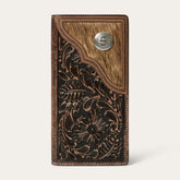 Men Wallets | Stetson Hair-On-Hide Concho Checkbook Vintage Brown