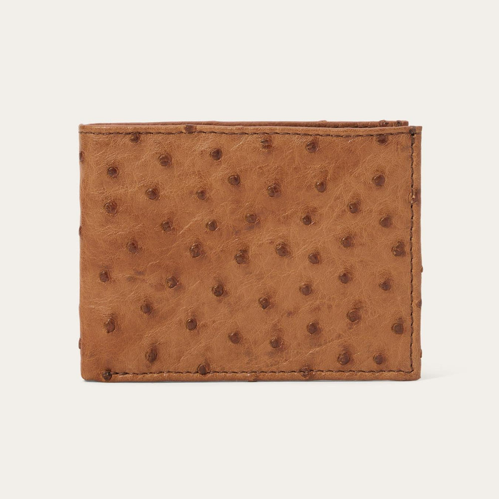 Men Wallets | Stetson Ostrich Bi-Fold Wallet Antique Cognac