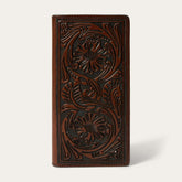 Men Wallets | Stetson Tooled Checkbook Brown