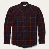 Men Western Shirts | Stetson Black Wine Plaid Flannel Western Shirt Wine