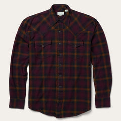 Men Western Shirts | Stetson Black Wine Plaid Flannel Western Shirt Wine