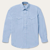 Men Western Shirts | Stetson Blue End On End Solid Shirt Blue