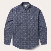 Men Western Shirts | Stetson Blue Medallion Print Western Shirt Blue