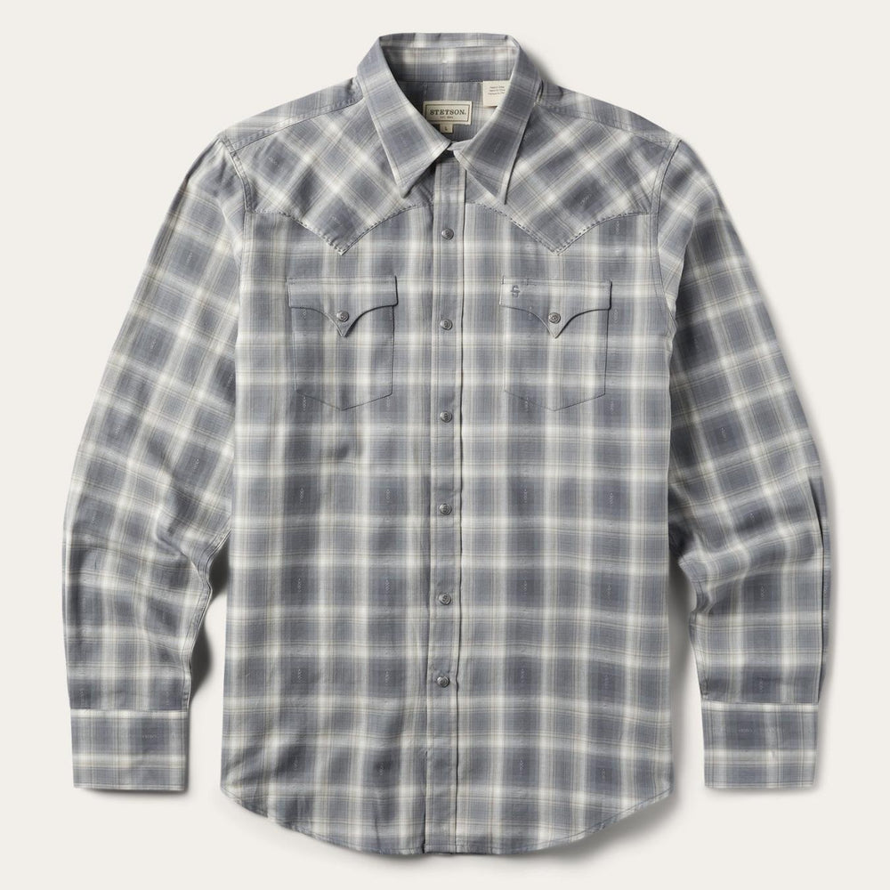 Men Western Shirts | Stetson Dobby Twill Plaid Shirt Brown