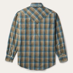 Men Western Shirts | Stetson Khaki Ombre Plaid Shirt Brown