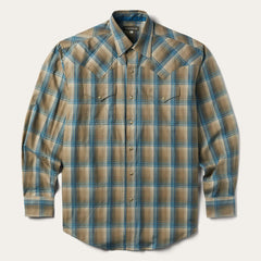 Men Western Shirts | Stetson Khaki Ombre Plaid Shirt Brown