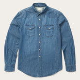 Men Western Shirts | Stetson Medium Blue Denim Shirt Blue