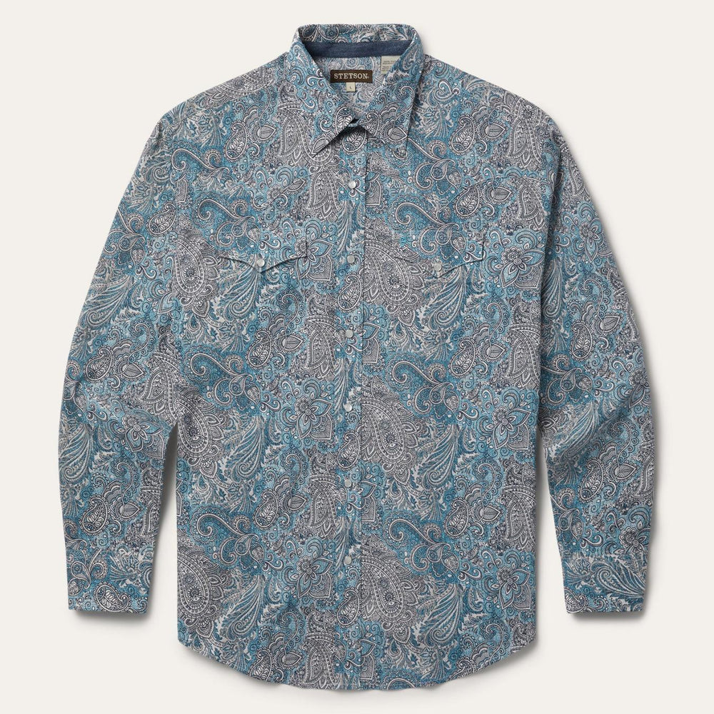 Men Western Shirts | Stetson Paisley Western Shirt Green