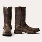 Men Western | Stetson Heritage Harness Boots Waxed Dark Brown