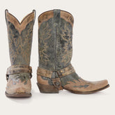 Men Western | Stetson Sundance Kid Washed Crater Black Cowboy Boot Black